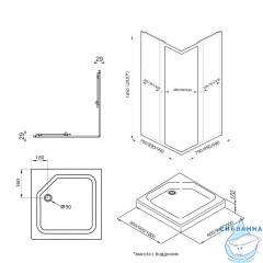 Душевое ограждение Тритон Вента 100x100 профиль хром, стекло прозрачное Щ0000049619 (с поддоном)