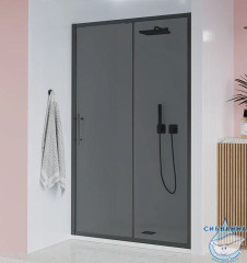 Дверь в нишу Veconi Эво 140 профиль черный, стекло матовое E1-B-140-12-C9