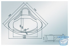 Ванна из литьевого мрамора New Line Sanitary Миранда на ножках 135х135