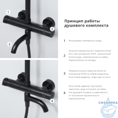 Душевая система Wasserkraft A28801 Thermo 300 1 режим (черный матовый)