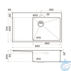 Кухонная мойка Omoikiri Akisame 86-LG-R Side золото