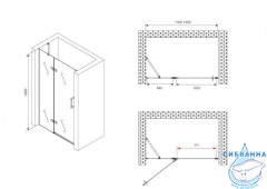 Дверь в нишу ABBER Zart AG08120 120x195 профиль хром, стекло прозрачное