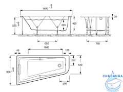 Акриловая ванна Jacob Delafon Odeon Up L 160x90 с каркасом