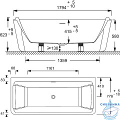Акриловая ванна Jacob Delafon Rêve 180x80 с ножками
