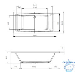 Акриловая ванна 1Marka Aelita Mg 200x100 с каркасом