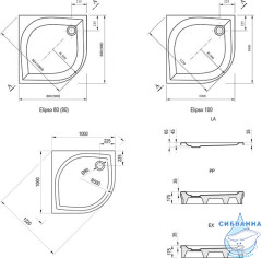 Акриловый поддон Ravak Elipso LA 100х100 A22AA01210