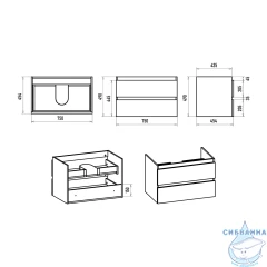 Тумба подвесная Brevita Victory 80 белый матовый с раковиной Dreja Luxury 80