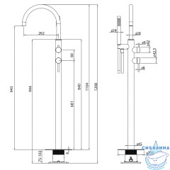 Смеситель ABBER Wasser Kreis AF8115BN напольный для ванны, черный матовый