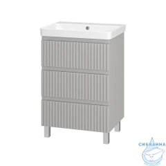 Тумба напольная Brevita Victory 60 серый с раковиной Dreja Luxury 60