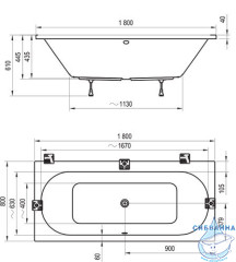 Акриловая ванна Ravak City180х80 с ножками