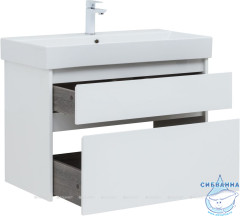 Тумба Aquanet Nova Lite 85 с раковиной Slim Synergy 85 белый глянец