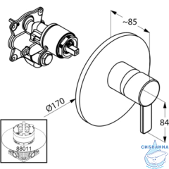 Встраиваемый смеситель для душа Kludi Zenta 386550575 