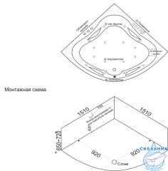 Акриловая ванна Bas Империал 150х150 с каркасом