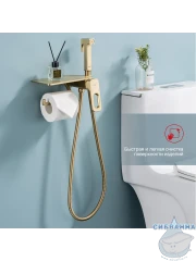 Встраиваемый смеситель с гигиеническим душем Raglo R51.55.03 (сатин золотой)