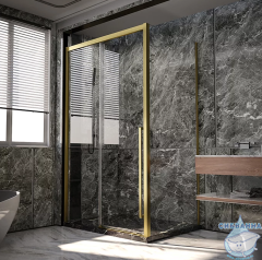Душевое ограждение Veconi Премиум тренто 150x100 профиль золото брашированное, стекло прозрачное PTC30-SP-150100-G-01-C4 (без поддона)
