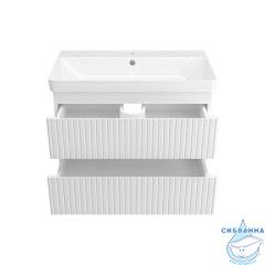 Тумба подвесная Brevita Victory 80 белый матовый с раковиной Dreja Luxury 80