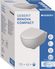 Унитаз подвесной безободковый Geberit Renova Compact 500.803.00.1 с сиденьем Soft Close (микролифт)