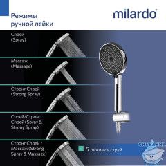 Душевая система с тропическим душем, хром глянцевый, Лип (Leap), Milardo, LEASB5FM06