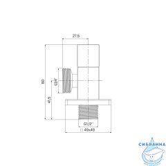 Кран угловой, с отражателем, 1/2; 3/4, кран-букса, латунь, IDDIS, 910B0Z3C4CZ