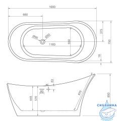 Акриловая ванна Abber AB9245 169x75