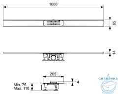 Дренажный трап для душа TECElineo 15301100 100 см с решеткой (нержавеющая сталь)