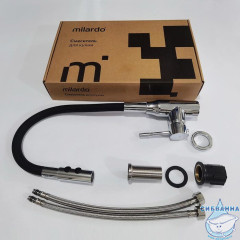 Смеситель для кухни с гибким изливом и душевой насадкой, глянцевый хром, Meal, Milardo, M01SB2FM05