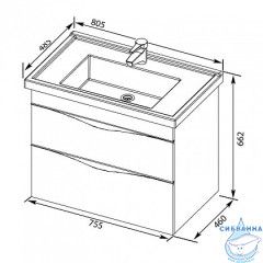 Тумба под раковину Aquanet Эвора 80 дуб антик 183002