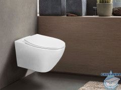 Унитаз подвесной безободковый Azario Keras AZ-99046W с сиденьем быстросъемным Soft Close (микролифт)
