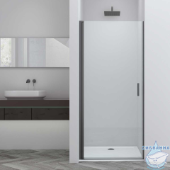 Дверь в нишу Vincea Alpha 80 профиль вороненая сталь, стекло прозрачное VDP-3AL800CLGM