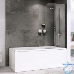 Шторка для ванны ABBER Ewiges Wasser 80х140 AG52080B профиль черный, стекло прозрачное