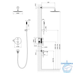Душевая система Timo Saona  250 1 режим SX-2379/03SM (черный матовый)