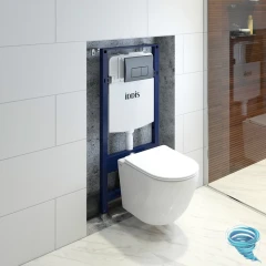 Инсталляция Iddis с кнопкой смыва в комплекте с унитазом Iddis Blanco c сиденьем Soft close (микролифт) BASBQ02i73