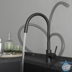 Смеситель для кухни с гибким изливом, черный матовый, Meal, Milardo, M01BL0FM05