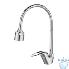 Смеситель для кухни с гибким изливом и душевой насадкой, глянцевый хром, Meal, Milardo, M05SB2FM05