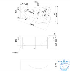 Акриловая ванна 1Marka Gracia 150x90 L с каркасом