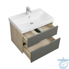 Тумба Акватон Оливия 70 с раковиной Адриана 70 серый/дуб ойстер