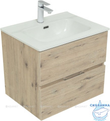 Тумба Aquanet Алвита New 60 (2 ящ.) с раковиной Flat 60 дуб веллингтон