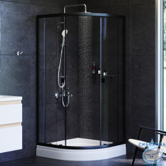 Душевое ограждение AM.PM X-Joy Twin Slide 90x90 W88G-205-090BT64 профиль черный, стекло прозрачное (без поддона)