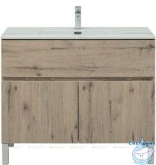 Тумба Aquanet  Алвита New 100 с раковиной Flat 100 дуб веллингтон 