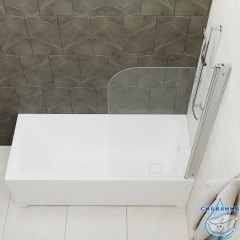 Шторка для ванны Тритон Соло 75х140 профиль хром, стекло прозрачное