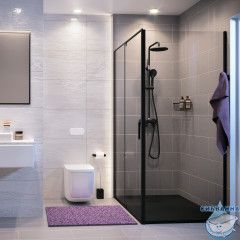 Душевое ограждение Wasserkraft Elbe 74P06 120x80 профиль черный, стекло прозрачный (без поддона)