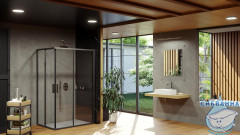 Душевое ограждение Ravak Blix BLRV2K 100х90 профиль черный, стекло прозрачное (без поддона)