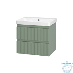 Тумба подвесная Brevita Victory 60 зеленый с раковиной Dreja Luxury 60