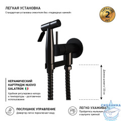 Смеситель Paini Isola ISPZ442 с гигиеническим душем (черный глянцевый)