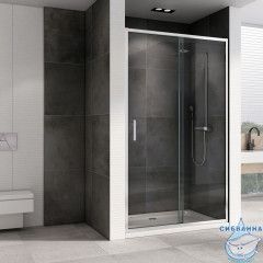 Дверь в нишу ABBER Schwarzer Diamant AG301105 110x190 профиль хром, стекло прозрачное