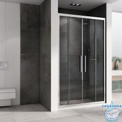 Дверь в нишу Abber Schwarzer Diamant 170x195 профиль хром, стекло прозрачное AG33170H