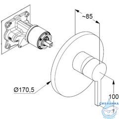  Встраиваемый смеситель для душа Kludi Nova Fonte Puristic 206553915 (черный матовый)
