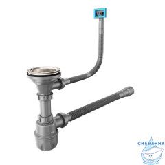 Сифон бутылочный, 3.1/2x40мм, с выпуском, гофротрубой и переливом, IDDIS, 900CVG0P10VD