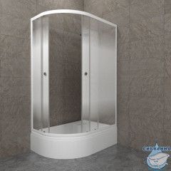 Душевое ограждение Тритон Коралл В R 120x80 профиль белый, стекло лайт Щ0000068952 (с поддоном)