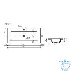 Раковина встраиваемая 91 см Ceramicanova Grace CN7019